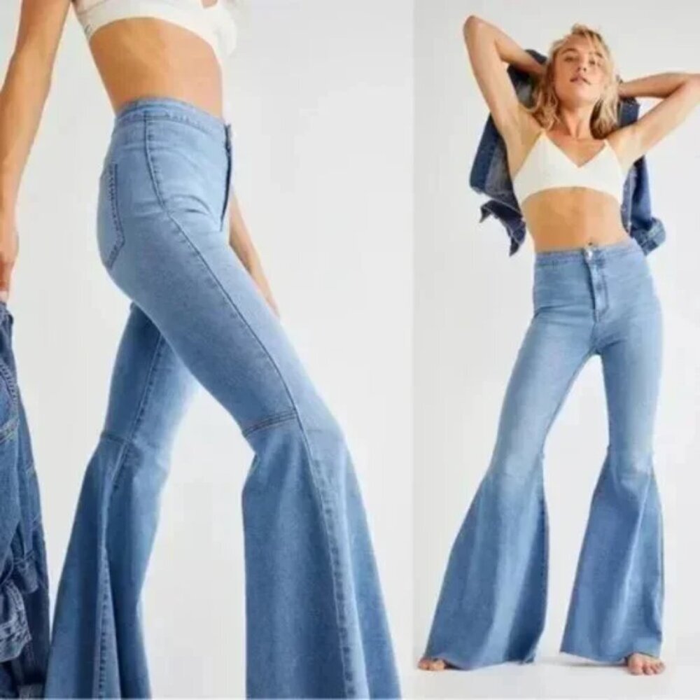 Free People Just Float On High Waist Bell Bottom Flare Leg Jeans Size 29